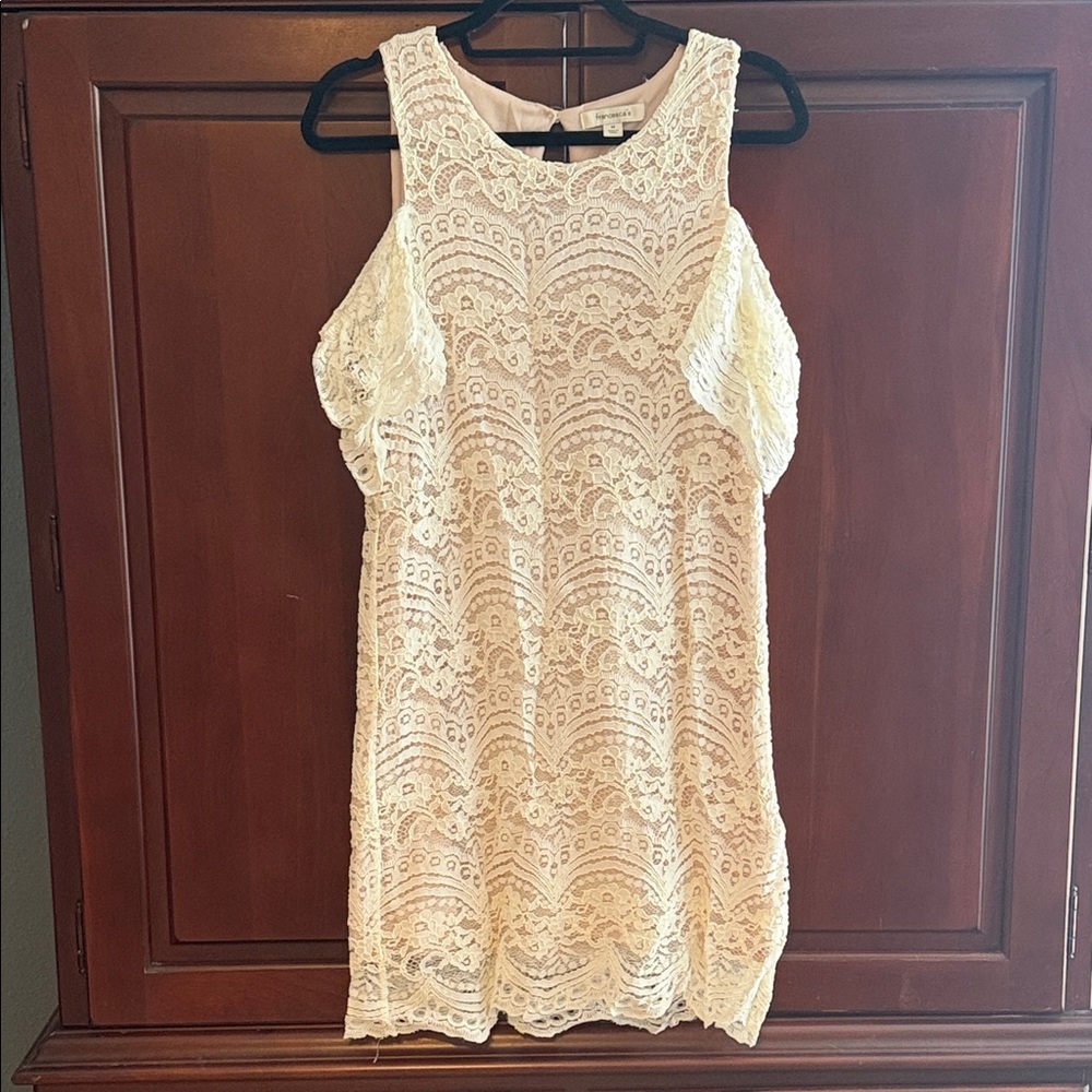 Francesca's Collections Cream Lace Mini Dress